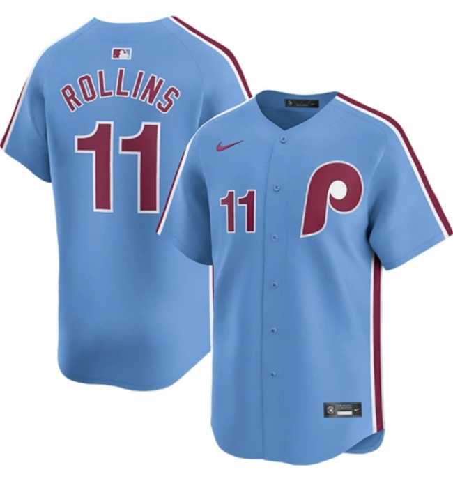 Men%27s Philadelphia Phillies #11 Jimmy Rollins Light Blue Alternate Limited Stitched Jersey Dzhi->philadelphia phillies->MLB Jersey